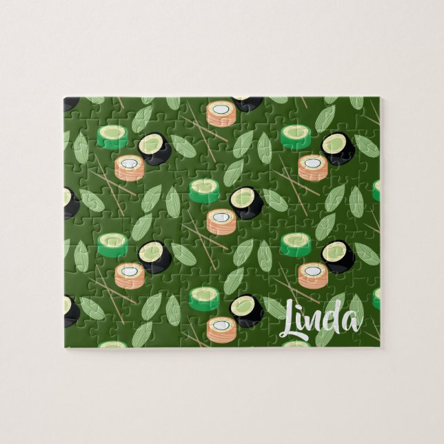 Quebra-cabeça Rolos de Sushi com Pepino Vegetação Comida Asiátic (Horizontal)