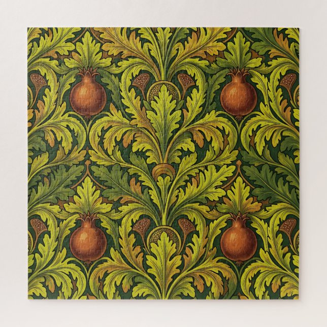 Quebra-cabeça Romã Folhagem Dourada Ornata William Morris (Vertical)