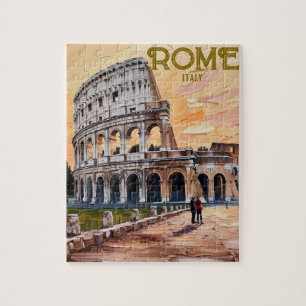 Quebra-cabeça Roma Imprimível Itália Colosseum Viagem Art Vintag