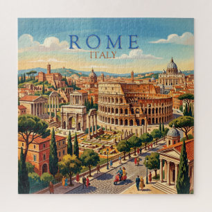 Quebra-cabeça Roma Itália Coliseu Viagem Arte Vintage