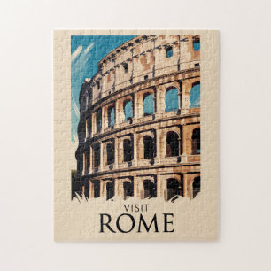 Quebra-cabeça Roma Itália Colosseum Ilustração Viagem Art