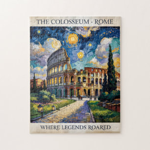 Quebra-cabeça Roma Itália Colosseum Viagem Van Gogh Noite Estrel