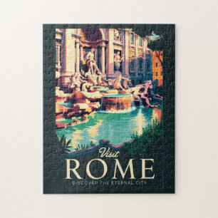 Quebra-cabeça Roma Itália Trevi - Fonte de Ilustração Viagem Art