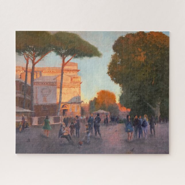 Quebra-cabeça Roma Piazza no Desafio da Pintura à Noite (Horizontal)