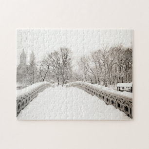Quebra-cabeça Romance do inverno do Central Park - ponte do arco
