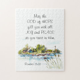 Quebra-cabeça Romanos 15:13 Deus da Esperança, Bíblia Cristã Ver