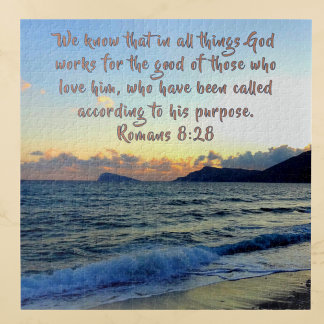 Quebra-cabeça Romans 8:28 Soothing Bible Verse And Beach 