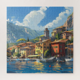 Quebra-cabeça Romântica Lakeside Cidade Italiana