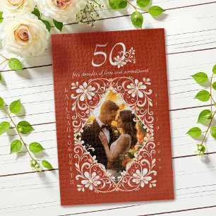 Quebra-cabeça Romântico de Foto Vermelho 50 Aniver