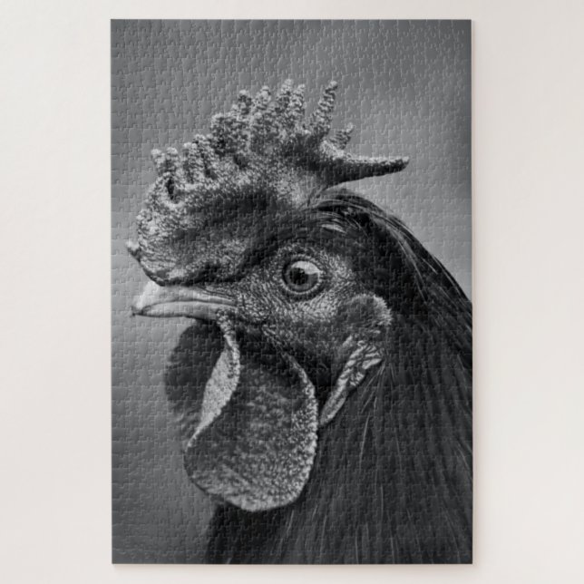 Quebra-cabeça Rooster Preto e Branco (Vertical)