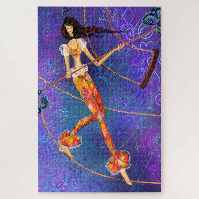 Quebra-cabeça Rope Acrobat - Circo - Magic Girl - Pintura (Vertical)