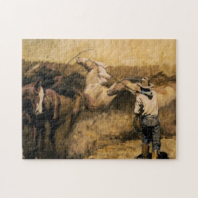 Quebra-cabeça “Roping Palomino” Arte Ocidental por Maynard Dixon (Horizontal)