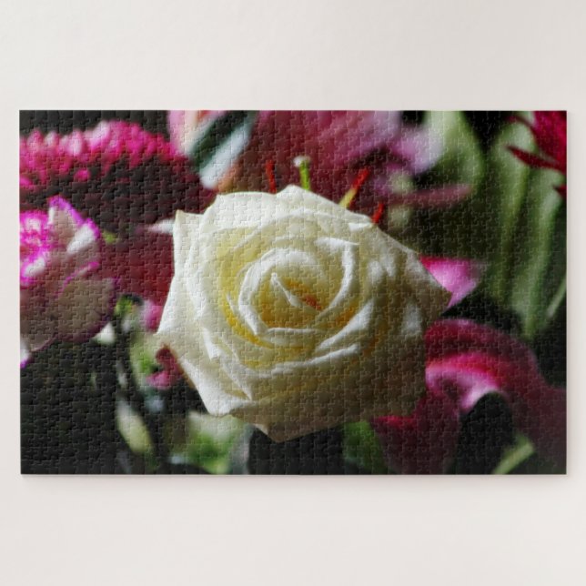 Quebra-cabeça Rosa branca (Horizontal)