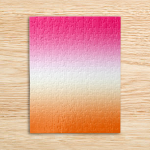Quebra-cabeça Rosa Branco e Laranja Ombre Moderno e Brilhante