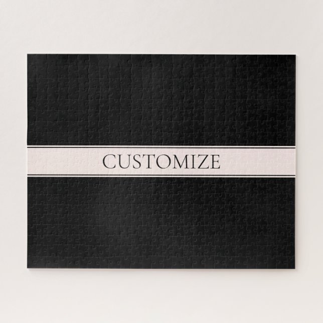 Quebra-cabeça Rosa claro Blush Stripe e Texto Editável Elegante (Horizontal)