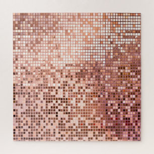 Quebra-cabeça Rosa dourado: azulejos de mosaicos quadrados.