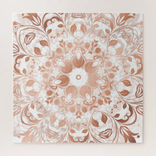 Quebra-cabeça Rosa Dourado Floral Mandala