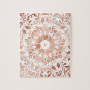 Quebra-cabeça Rosa Dourado Floral Mandala