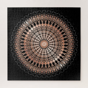Quebra-cabeça Rosa Dourado Mandala Preto