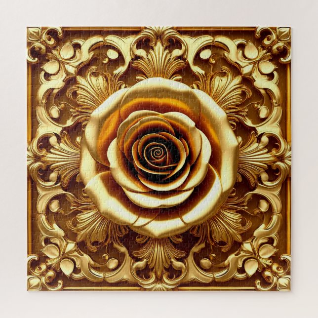 Quebra-cabeça Rosa Elegante com quadro decorativo do Ornamentado (Vertical)
