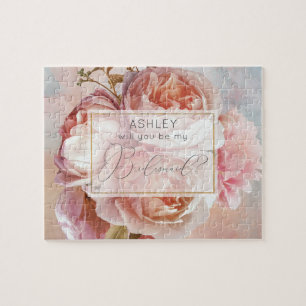 Quebra-cabeça ROSA elegante Moderna de Bridesmaid Floral