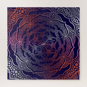 Quebra-cabeça Rosa Elegante Vibrante Mandala Boho Chic, Dourado