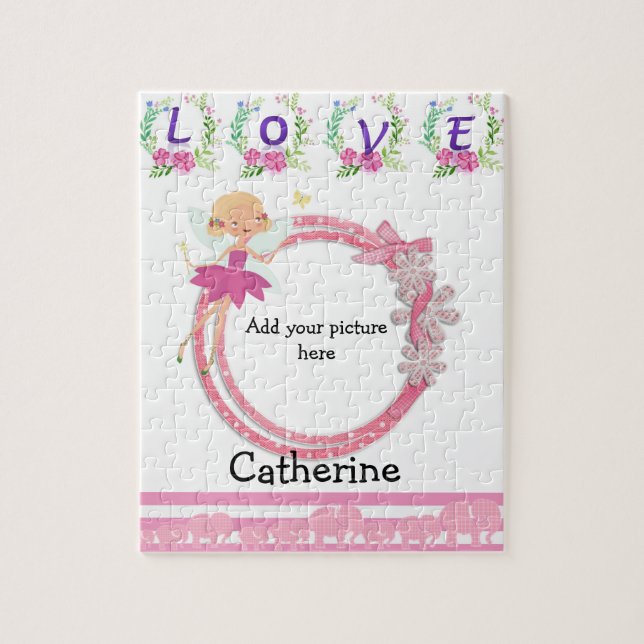 Quebra-cabeça Rosa Fada Amor Floral (Vertical)