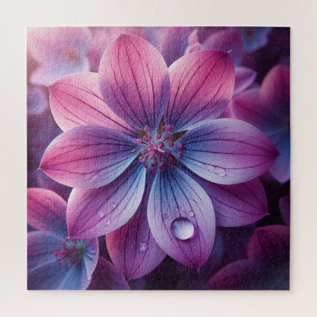 Quebra-cabeça Rosa Floral e Lilás Roxo (Vertical)