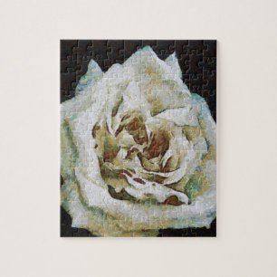 Quebra-cabeça Rosa Impressionista Isolado a Preto