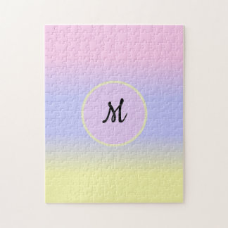 Quebra-cabeça Rosa Pastel Azul e Amarelo c/Monograma