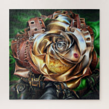 Rosa Steampunk com Face Surreal - Flor Mecânico