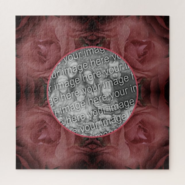Quebra-cabeça Rosa vermelha Flor Natureza Frame Adicionar Sua Fo (Vertical)