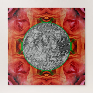 Quebra-cabeça Rosa vermelha Floral Nature Frame Adicionar Sua Fo