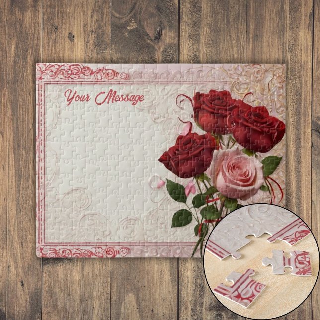 Quebra-cabeça Rosa vermelha personalizada (Personalized Red Rose Jigsaw Puzzle)