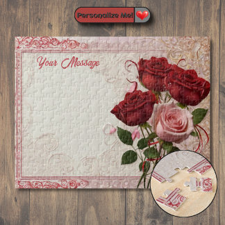 Quebra-cabeça Rosa Vermelha Personalizável