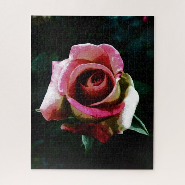 Quebra-cabeça Rosa vermelha pintada a óleo (Vertical)
