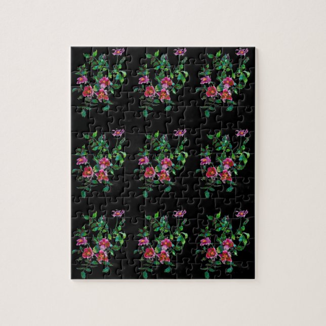 Quebra-cabeça Rosa vintage preta (Vertical)