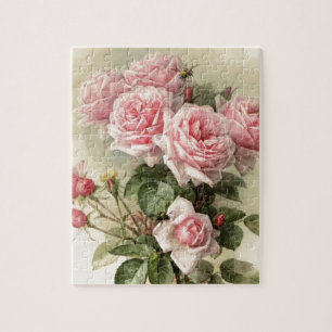 Quebra-cabeça Rosas cor-de-rosa do Victorian do chique