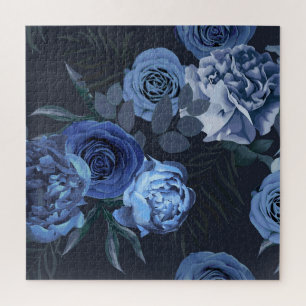 Quebra-cabeça Rosas de pedras: Vintage Floral Escuro.