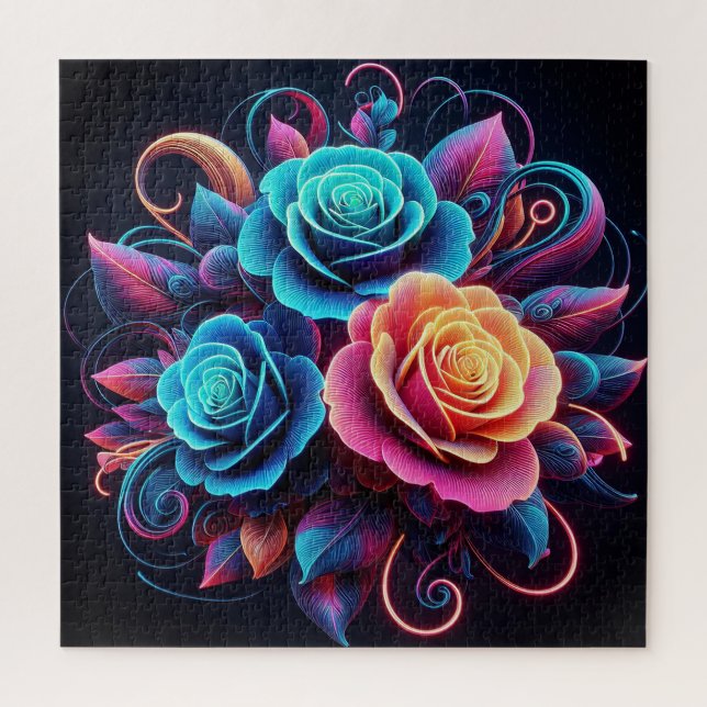Quebra-cabeça Rosas neon (Vertical)