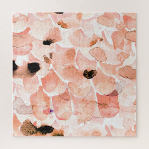Quebra-cabeça Rosas, pedras e folhas, padrão de aquarela.