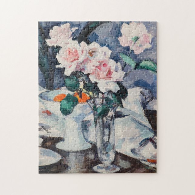 Quebra-cabeça Rosas rosa num Vaso de Vidro | Samuel John Peploe (Vertical)