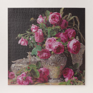 Quebra-cabeça Rosas rosa (por Ferdinand Georg Waldmüller)