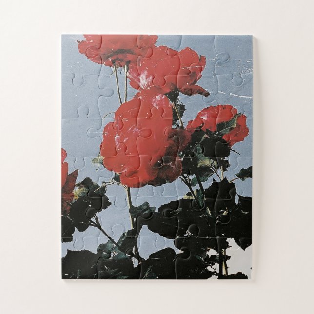 Quebra-cabeça Rosas Vermelhas Antigas Contra um Céu Azul (Vertical)