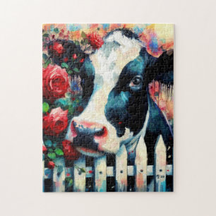 Quebra-cabeça Rosas vermelhas de vedação de galinha Holstein