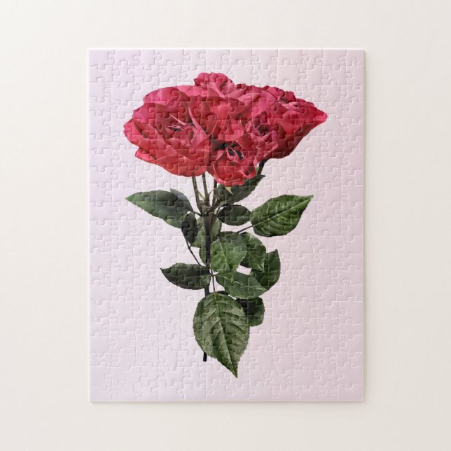 Quebra-cabeça Rosas Vermelhas e Folhas (Vertical)