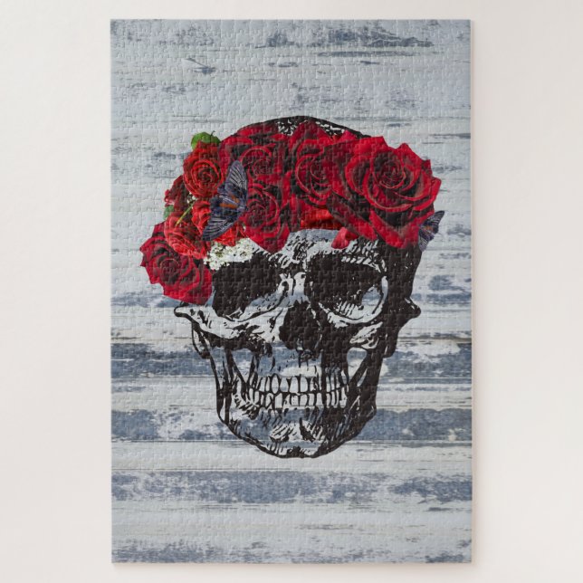 Quebra-cabeça Rosas vermelhas Skull Art (Vertical)