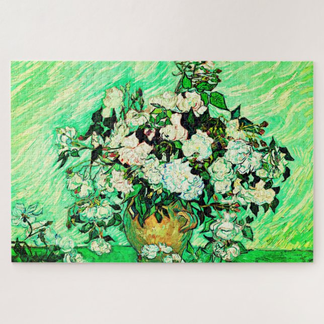 Quebra-cabeça Rosas Vintage Vincent Van Gogh (1890) (Horizontal)
