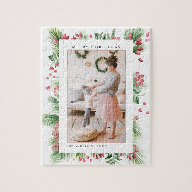 Quebra-cabeça Roseqs e Holly Berries Foto de Natal (Vertical)