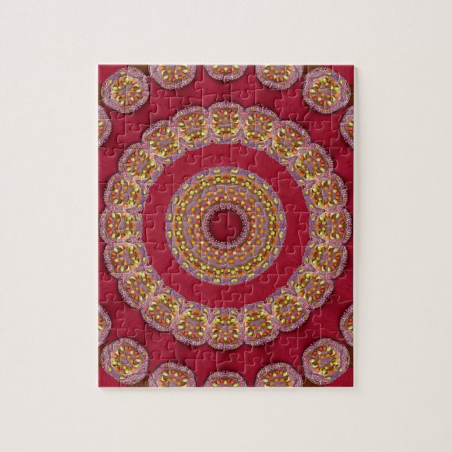 Quebra-cabeça Rosetas Mandala Vermelho Dourado Amarelo (Vertical)